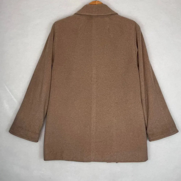 Cashmere Womens Tan Double-Breasted Lined Coat Size M Academia Timeless Luxury - Picture 2 of 9